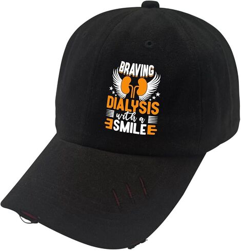 Braving Dialysis with A Smile Kidney Hat for Mens Washed Distressed Baseball Cap Aesthetic Washed Ball Caps Cotton in Saudi Arabia