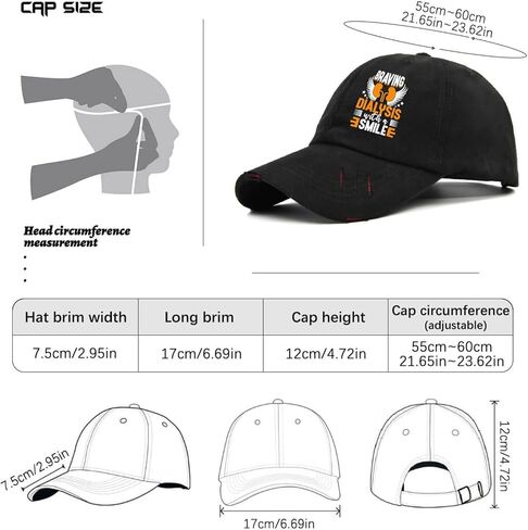 Braving Dialysis with A Smile Kidney Hat for Mens Washed Distressed Baseball Cap Aesthetic Washed Ball Caps Cotton in Saudi Arabia