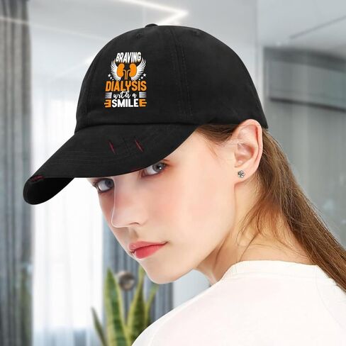 Braving Dialysis with A Smile Kidney Hat for Mens Washed Distressed Baseball Cap Aesthetic Washed Ball Caps Cotton in Saudi Arabia