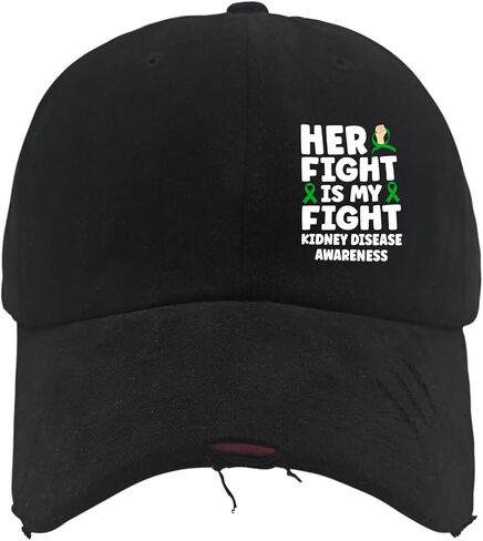 Her Fights is My Fights Kidney Disease Awareness Hats for Mens Washed Distressed Baseball Cap Low Washed Hiking Hat Fitted in Saudi Arabia