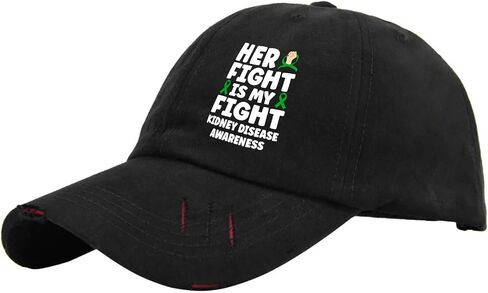 Her Fights is My Fights Kidney Disease Awareness Hats for Mens Washed Distressed Baseball Cap Low Washed Hiking Hat Fitted in Saudi Arabia