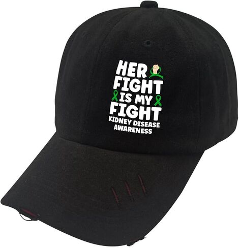 Her Fights is My Fights Kidney Disease Awareness Hats for Mens Washed Distressed Baseball Cap Low Washed Hiking Hat Fitted in Saudi Arabia