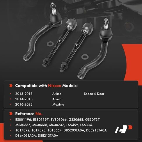 A-Premium Set of 4, Front Inner Outer Tie Rod End Kit, Compatible with Nissan Altima 2013-2018, Maxima 2016-2023 in Saudi Arabia