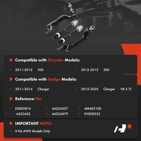 مجموعة A-premium من 4 ، مجموعة نهاية الربط الداخلية الداخلية الخارجية ، متوافقة مع Dodge Charger 2011-2020 و Chrysler 300 2011-2013 in Saudi Arabia