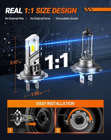 SEALIGHT H13/9008 𝗛𝗲𝗮𝗱𝗹𝗶𝗴𝗵𝘁 Bulbs, 900% 55,000LM Ultra Bright, 6500K Cool White High Power, 20000RPM Cooling Fan, IP68 Waterproof H13/9008 Fog Lights, Plug-N-Play, Pack of 2 in Saudi Arabia