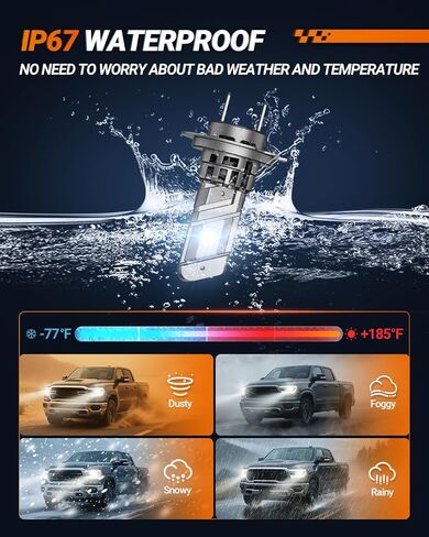 SEALIGHT H13/9008 𝗛𝗲𝗮𝗱𝗹𝗶𝗴𝗵𝘁 Bulbs, 900% 55,000LM Ultra Bright, 6500K Cool White High Power, 20000RPM Cooling Fan, IP68 Waterproof H13/9008 Fog Lights, Plug-N-Play, Pack of 2 in Saudi Arabia