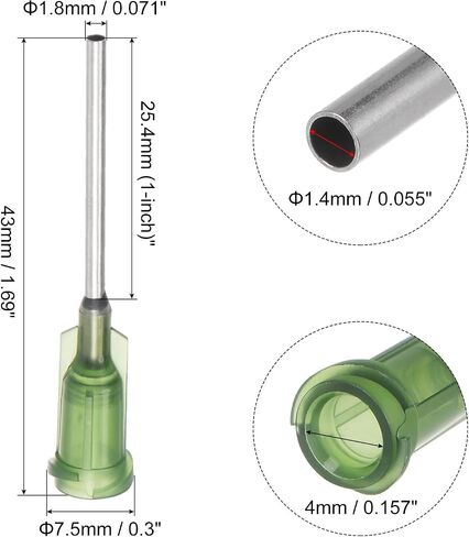 Uxcell Industrial Blunt Tip Needle 16G 1 بوصة طول مع موصل واجهة Luer Lock Lock ، وتوزيع الإبرة على مسدس الغراء السائل ، 60 قطعة (رمادي) in Saudi Arabia