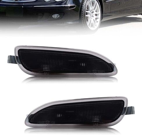 Front Turn Signal Marker Light Housing Compatible with Merced-es CLK 320 350 500 2003-2009, [DOT] Side Marker Lights Cover [No Bulbs], Replace OEM #209820012164, 2 PCS, Smoked Lens in Kuwait