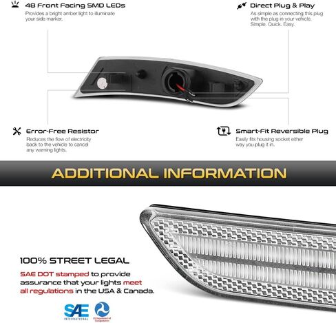 VIPMOTOZ الأمامي العنبر LED Marker Marker Lamps متوافقة مع 2013-2017 CADILLAC XTS CLEAR in Saudi Arabia