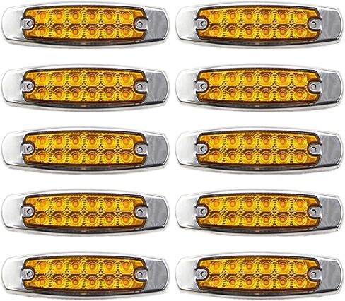 10pcs 12V 24V 12 LED Waterproof Side Marker Lights for Trucks, Trailers, Caravans, Buses, Boats - Clearance Lighting Solution(10x Yellow) in Saudi Arabia