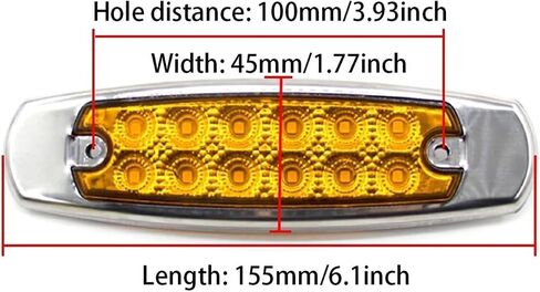 10pcs 12V 24V 12 LED Waterproof Side Marker Lights for Trucks, Trailers, Caravans, Buses, Boats - Clearance Lighting Solution(10x Yellow) in Saudi Arabia