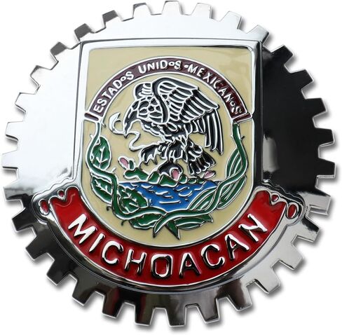 Premium Michoacan Mirror Chrome Red ISO 9001 Mexico Eagle Flag Grill Badge Mexican Emblem for Trucks and Cars in Saudi Arabia