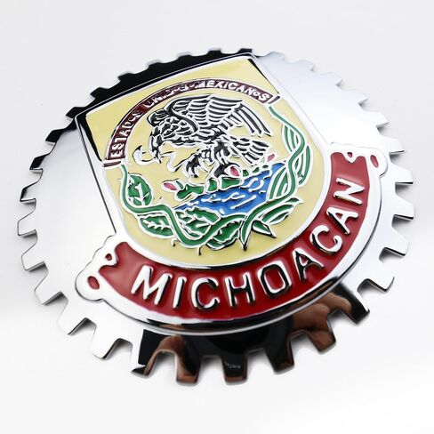 Premium Michoacan Mirror Chrome Red ISO 9001 Mexico Eagle Flag Grill Badge Mexican Emblem for Trucks and Cars in Saudi Arabia