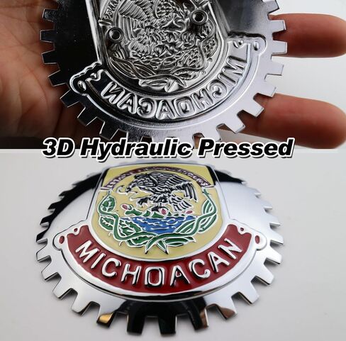 Premium Michoacan Mirror Chrome Red ISO 9001 Mexico Eagle Flag Grill Badge Mexican Emblem for Trucks and Cars in Saudi Arabia