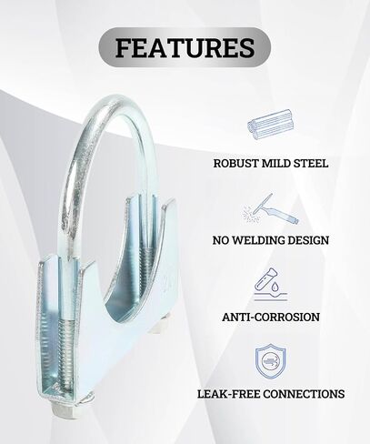 Zlirfy 1.75 "2" 2.25 "2.5" 2.75 "U Bolt Clamp Clamp Muchfler Clamps ، Metal U-Bolt Muffler/Home Clamp ، Huffle U Bolt Muffer Clamp Clamp Clamp for Pipes (2.5 Int) in Kuwait