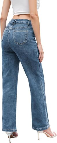 Jeans for Women Trendy High Waisted Straight Jeans Loose Wide Leg Stretchy Denim Pants with Pockets 2025 Fashion in Saudi Arabia