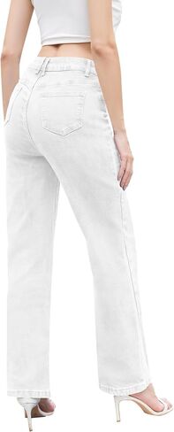 Jeans for Women Trendy High Waisted Straight Jeans Loose Wide Leg Stretchy Denim Pants with Pockets 2025 Fashion in Saudi Arabia