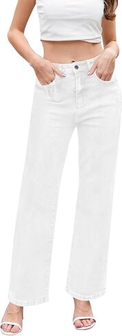 Jeans for Women Trendy High Waisted Straight Jeans Loose Wide Leg Stretchy Denim Pants with Pockets 2025 Fashion in Saudi Arabia