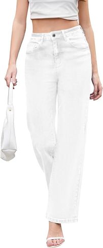 Jeans for Women Trendy High Waisted Straight Jeans Loose Wide Leg Stretchy Denim Pants with Pockets 2025 Fashion in Saudi Arabia