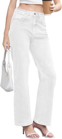 Jeans for Women Trendy High Waisted Straight Jeans Loose Wide Leg Stretchy Denim Pants with Pockets 2025 Fashion in Saudi Arabia