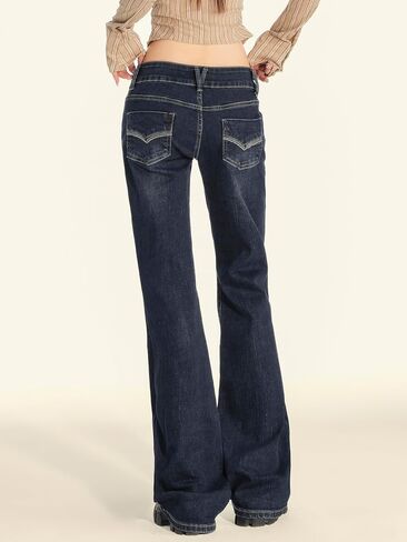 EMMIOL Women Flare Jeans Stretch Bell Bottom Jeans Mid-Low Waist Y2K Boyfriends Pants Loose Denim Pants in Kuwait