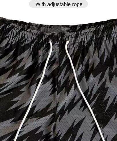 Mens Graphic Shorts Casual Drawstring Running Workout Streetwear Lightweight Basketball Shorts in Saudi Arabia