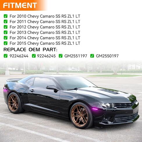 Dynamic Pink Purple LED Side Marker Lights Front Rear Bumper Marker Lamps for 2010-2015 Chevy Camaro, Smoked Lens Fender Sequential Reflectors 4PCS in Kuwait