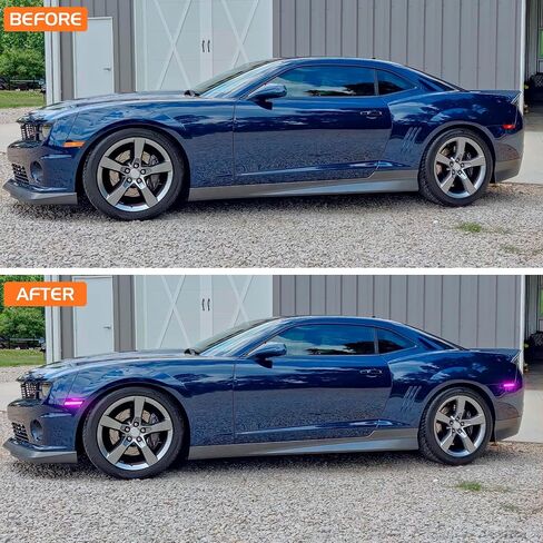 Dynamic Pink Purple LED Side Marker Lights Front Rear Bumper Marker Lamps for 2010-2015 Chevy Camaro, Smoked Lens Fender Sequential Reflectors 4PCS in Kuwait