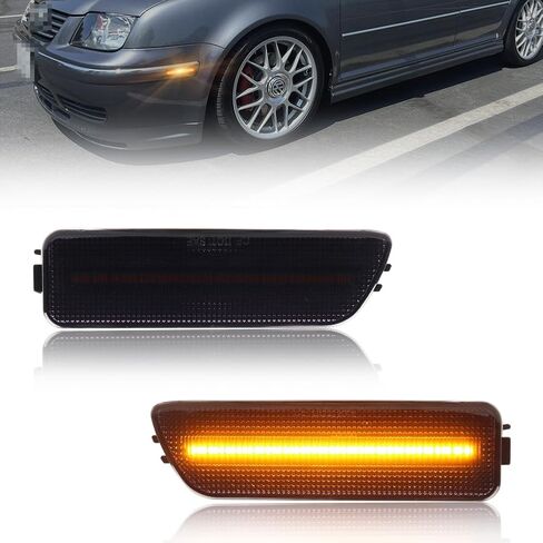 Front LED Side Marker Lights for Volkswa-gen 1999-2005 GOLF MK4、JE-TTA MK4,2000-2003 GTI/R32 MK4,1999-2002 CABRIO, MK4 Smoked Lens Side Bumper Marker Lights, Amber LED Turn Signal Lamps, 2 PCS in Kuwait