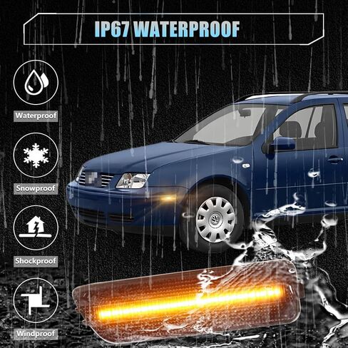 Front LED Side Marker Lights for Volkswa-gen 1999-2005 GOLF MK4、JE-TTA MK4,2000-2003 GTI/R32 MK4,1999-2002 CABRIO, MK4 Smoked Lens Side Bumper Marker Lights, Amber LED Turn Signal Lamps, 2 PCS in Kuwait