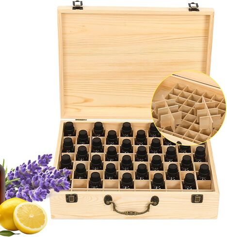 نقي Vie Wooden Essental Oil Storage Box case مع ملصق غطاء الزجاجة - حاوية عطر تلميع الأظافر العطرية ، يحمل 16 زجاجة مقابل 5-10 مل - حافظ in Kuwait
