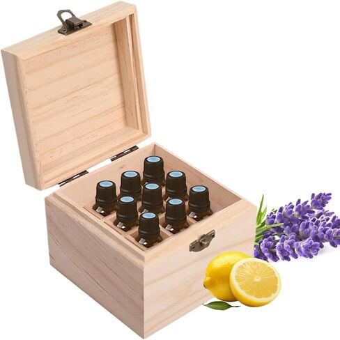 نقي Vie Wooden Essental Oil Storage Box case مع ملصق غطاء الزجاجة - حاوية عطر تلميع الأظافر العطرية ، يحمل 16 زجاجة مقابل 5-10 مل - حافظ in Kuwait