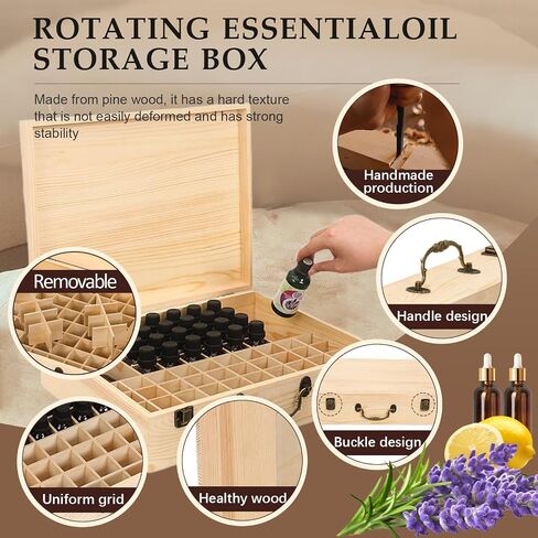 نقي Vie Wooden Essental Oil Storage Box case مع ملصق غطاء الزجاجة - حاوية عطر تلميع الأظافر العطرية ، يحمل 16 زجاجة مقابل 5-10 مل - حافظ in Kuwait