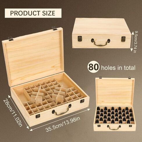 نقي Vie Wooden Essental Oil Storage Box case مع ملصق غطاء الزجاجة - حاوية عطر تلميع الأظافر العطرية ، يحمل 16 زجاجة مقابل 5-10 مل - حافظ in Kuwait