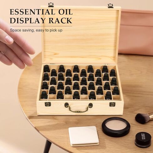 نقي Vie Wooden Essental Oil Storage Box case مع ملصق غطاء الزجاجة - حاوية عطر تلميع الأظافر العطرية ، يحمل 16 زجاجة مقابل 5-10 مل - حافظ in Kuwait