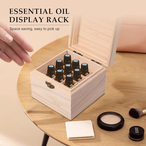 نقي Vie Wooden Essental Oil Storage Box case مع ملصق غطاء الزجاجة - حاوية عطر تلميع الأظافر العطرية ، يحمل 16 زجاجة مقابل 5-10 مل - حافظ in Kuwait