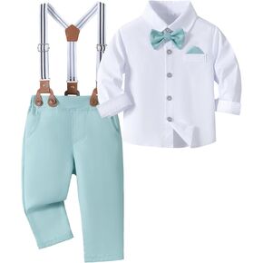 سالنير طفل فستان بدلة طفل الفتيان الملابس مجموعات ربطة القمصان الحمالات السراويل 4 قطعة ملابس الرجل الدعاوى 6 أشهر 6 سنوات in Kuwait