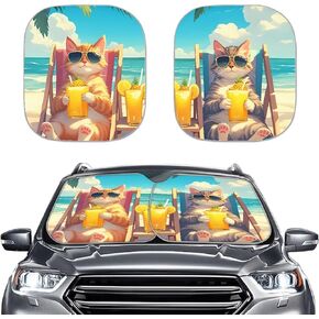 Windshield Sunshade for Car SUV Truck,2 PCS Foldable UV Ray Reflector Front Window Sun Shade Visor Shield Cover,Fits Windshields of Most Sizes Pink Bow in Kuwait