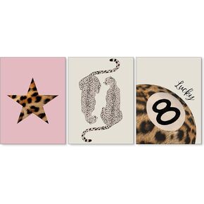 Animal Cheetah Canvas Wall Art Lucky 8 Pool Ball Posters Modern Cool Leopard Set Of 3 Prints for Boho Living Room Wall Decor 12x16 inch Unframed in Kuwait