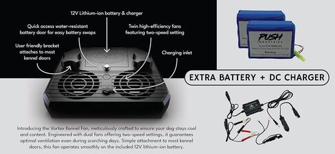 Push Industries 901.901 Vortex Kennel & Crate Fan Powered by 120V or Inc. Rechargable Battery - Multi Speed (Each) in Saudi Arabia