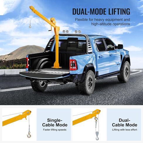 VEVOR Pickup Truck Crane with 1100 lbs Manual Winch, Folding Truck-Mounted Bed Crane, Steel Pickup Truck Jib Crane Hoist 360° Swivel for Lifting Goods in Construction, Factory in Saudi Arabia