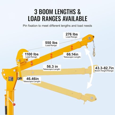 VEVOR Pickup Truck Crane with 1100 lbs Manual Winch, Folding Truck-Mounted Bed Crane, Steel Pickup Truck Jib Crane Hoist 360° Swivel for Lifting Goods in Construction, Factory in Saudi Arabia