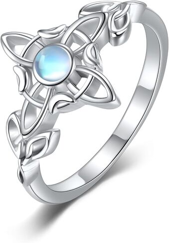 Witches Knot Ring 925 Sterling Silver Moonstone Celtic Knot Rings Witchcraft Celtic Amulet Ring Vintage Jewelry Gifts For Women in Saudi Arabia