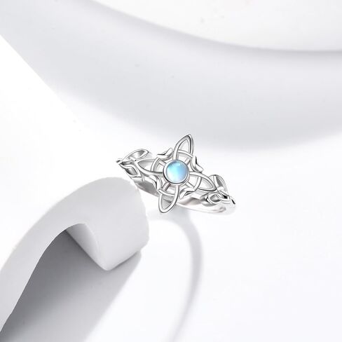 Witches Knot Ring 925 Sterling Silver Moonstone Celtic Knot Rings Witchcraft Celtic Amulet Ring Vintage Jewelry Gifts For Women in Saudi Arabia