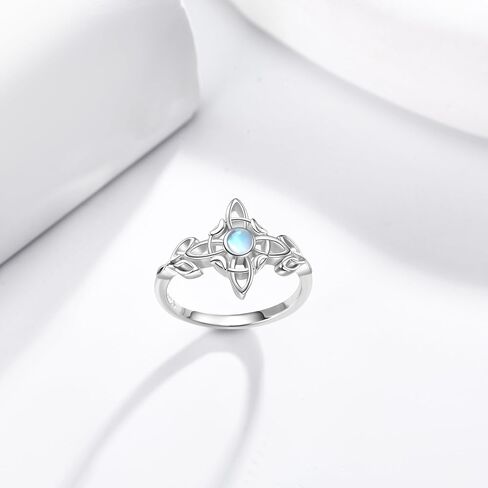 Witches Knot Ring 925 Sterling Silver Moonstone Celtic Knot Rings Witchcraft Celtic Amulet Ring Vintage Jewelry Gifts For Women in Saudi Arabia