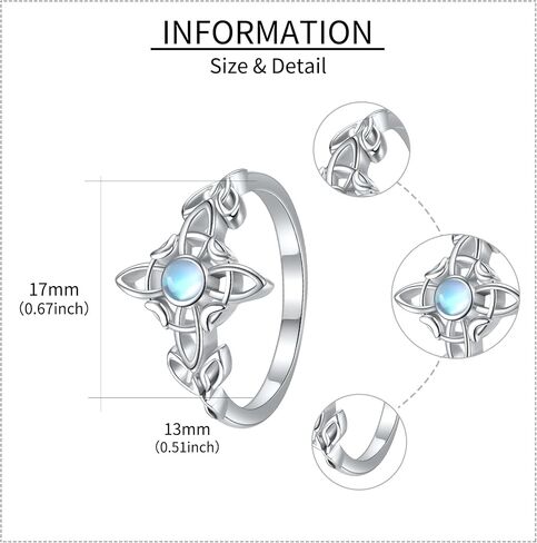 Witches Knot Ring 925 Sterling Silver Moonstone Celtic Knot Rings Witchcraft Celtic Amulet Ring Vintage Jewelry Gifts For Women in Saudi Arabia