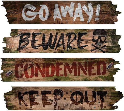 Fun World Haunted Bloody Wooden Window Boards with Words Standard in Saudi Arabia
