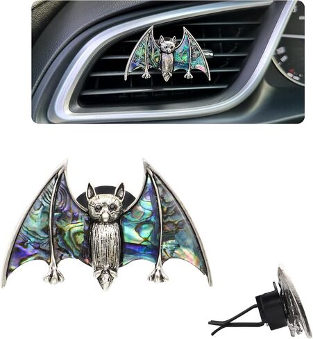 Bat Air Vent Clip Car Air Freshener Outlet Clips Natural Abalone Shell Seashell Color Vampire Bat Car Accessories Gothic Car Decor Refillable Car Diffuser Clips (Medium Bat) in Saudi Arabia