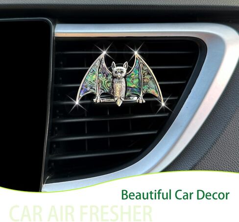 Bat Air Vent Clip Car Air Freshener Outlet Clips Natural Abalone Shell Seashell Color Vampire Bat Car Accessories Gothic Car Decor Refillable Car Diffuser Clips (Medium Bat) in Saudi Arabia