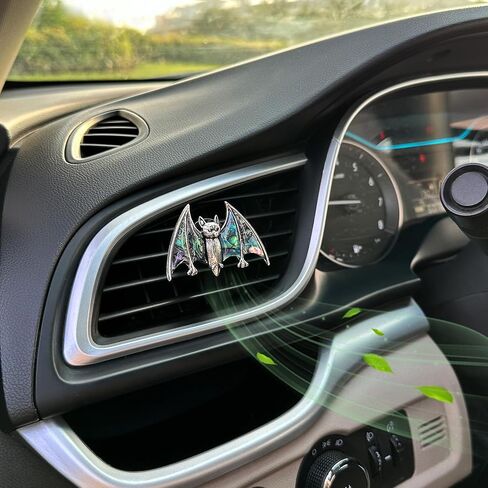 Bat Air Vent Clip Car Air Freshener Outlet Clips Natural Abalone Shell Seashell Color Vampire Bat Car Accessories Gothic Car Decor Refillable Car Diffuser Clips (Medium Bat) in Saudi Arabia